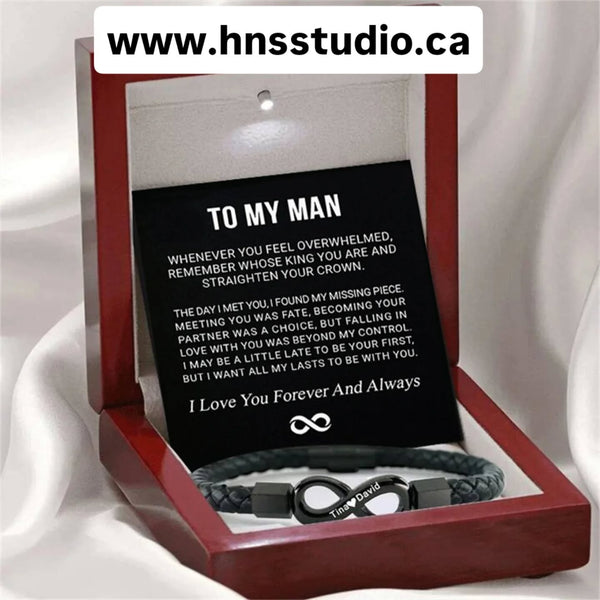 To My Man – Infinity “Love You Forever” Personalized Name Bracelet for Him