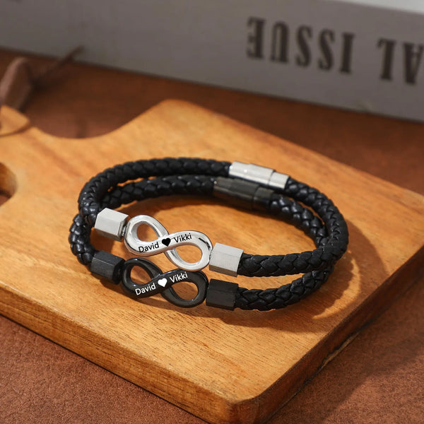 To My Man – Infinity “Love You Forever” Personalized Name Bracelet for Him