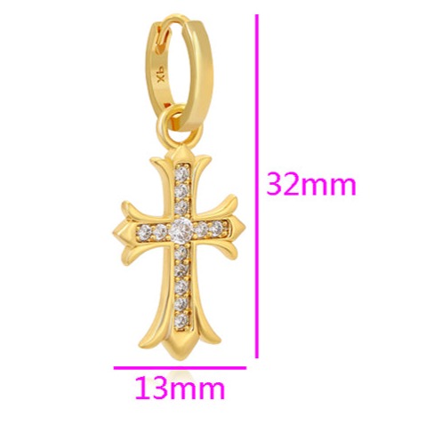 Large Cross Mismatched Earrings-24k Gold Plated HNS Studio Canada 
