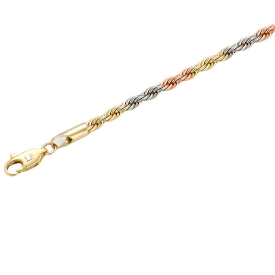 Gold Filled Rope Anklet - Tri Gold | Elegant & Durable Jewelry