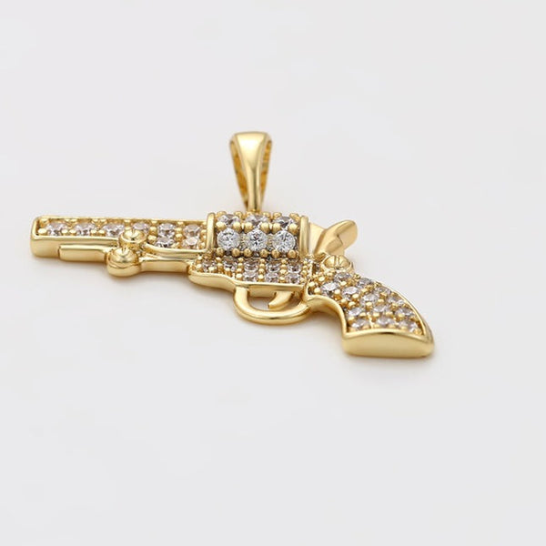 14k Gold Filled Micro Cubic Zirconia Gun Pendant