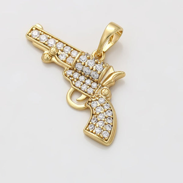 14k Gold Filled Micro Cubic Zirconia Gun Pendant