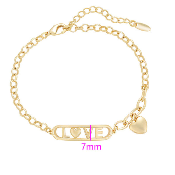 Gold Love Bracelet with Heart Charm