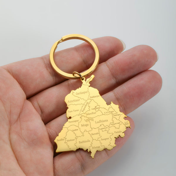 Punjab Map Stainless Steel Keychain