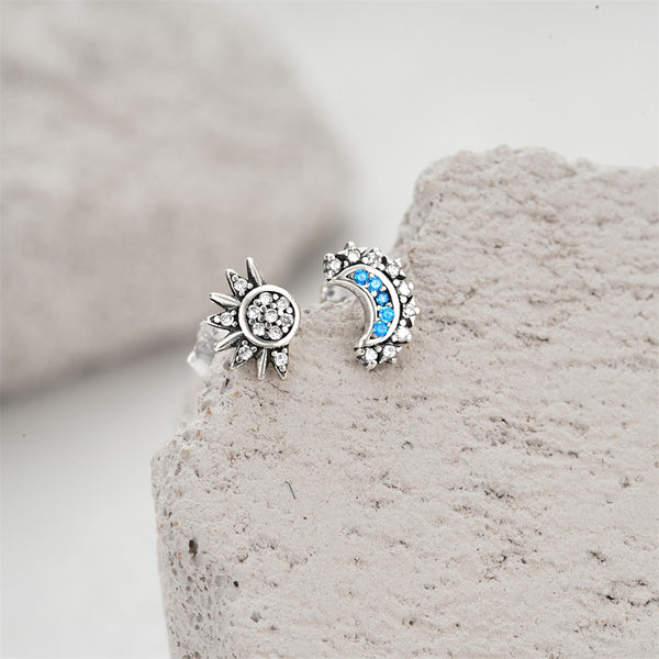 Moon and Star earrings Sterling Silver