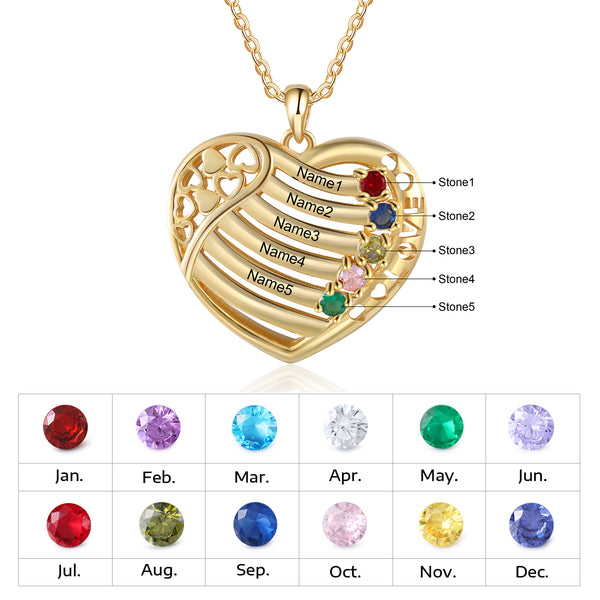 Family Birthstone Name Necklace