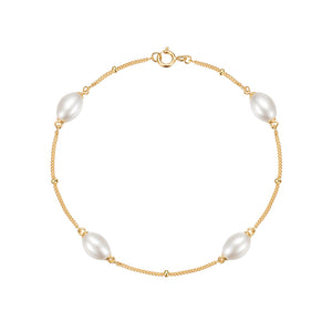 Elegant Freshwater Pearl Bracelet with Adjustable Sterling Silver Chain