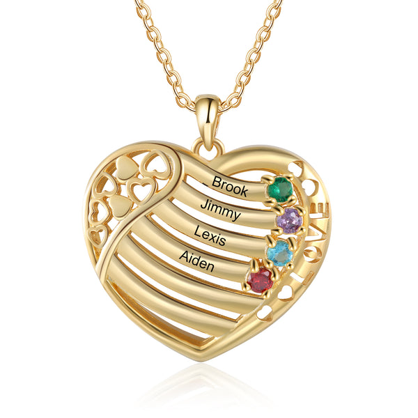 Family Birthstone Name Necklace HNS Studio Canada 