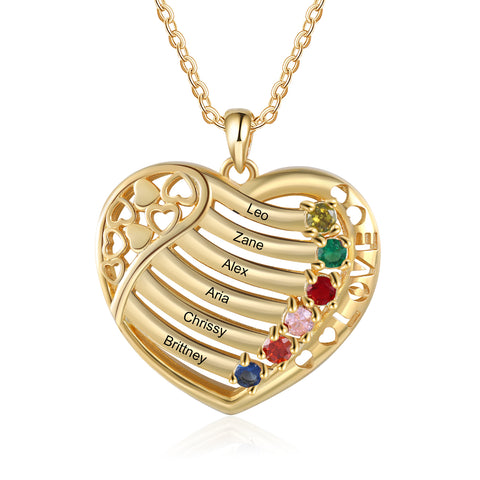 Family Birthstone Name Necklace HNS Studio Canada 