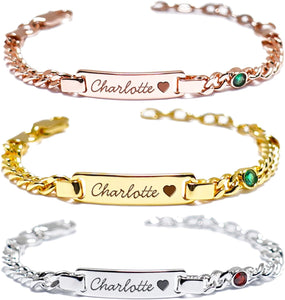 Personalized Baby Name Bracelet with Birthstone