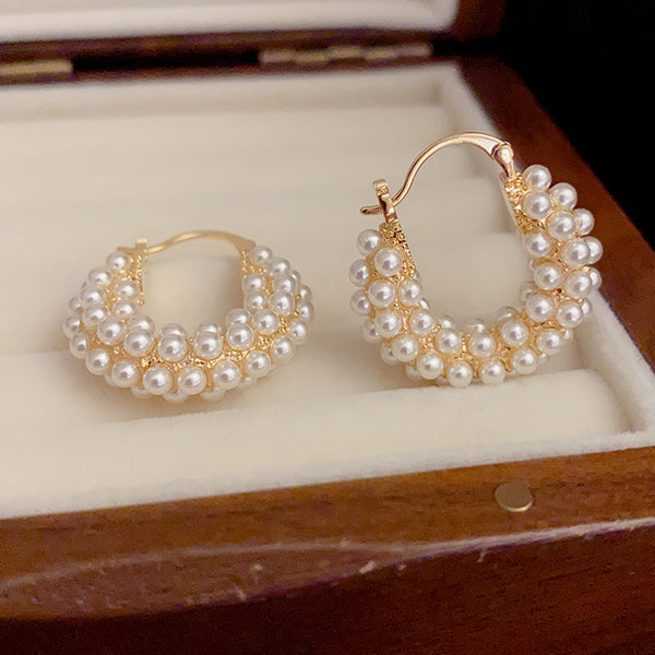 Pearl Hoop Earrings HNS Studio Canada 