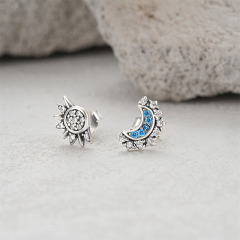 Moon and Star earrings Sterling Silver
