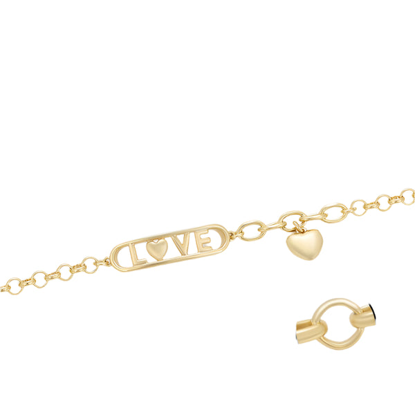 Gold Love Bracelet with Heart Charm