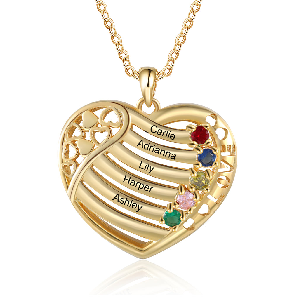Heart Necklace Birthstone Family Name Necklace Canada Family