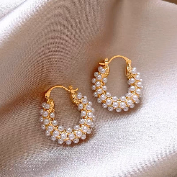 Pearl Hoop Earrings HNS Studio Canada 