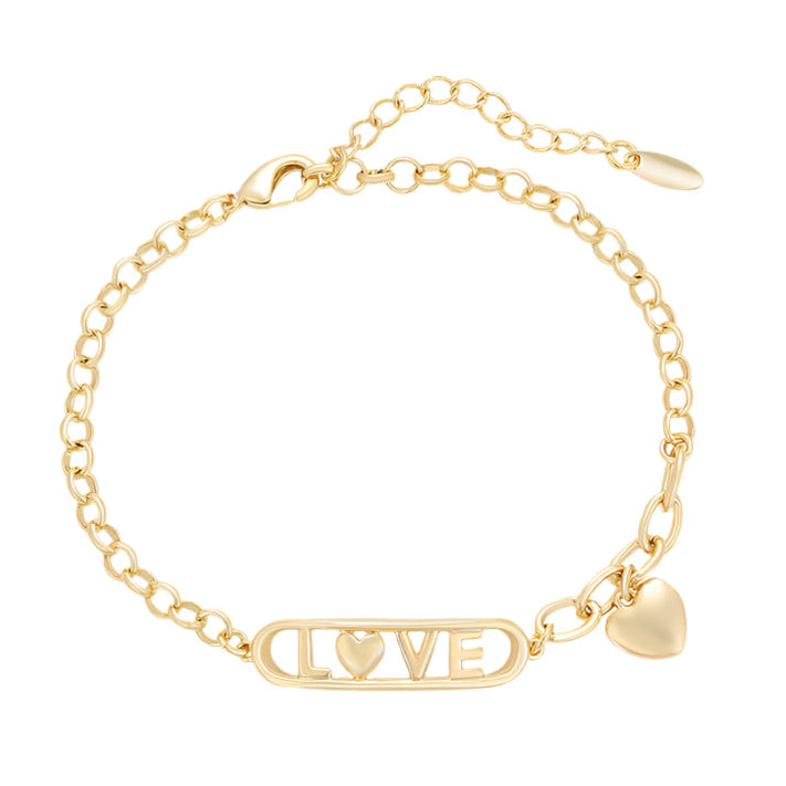 Gold Love Bracelet with Heart Charm