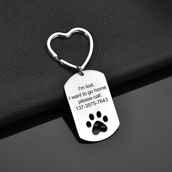 Personalized Dog Paw ID Keychain HNS Studio Canada 