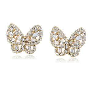 Butterfly Zirconia Stud Earrings 18k Gold Plated HNS Studio Canada 