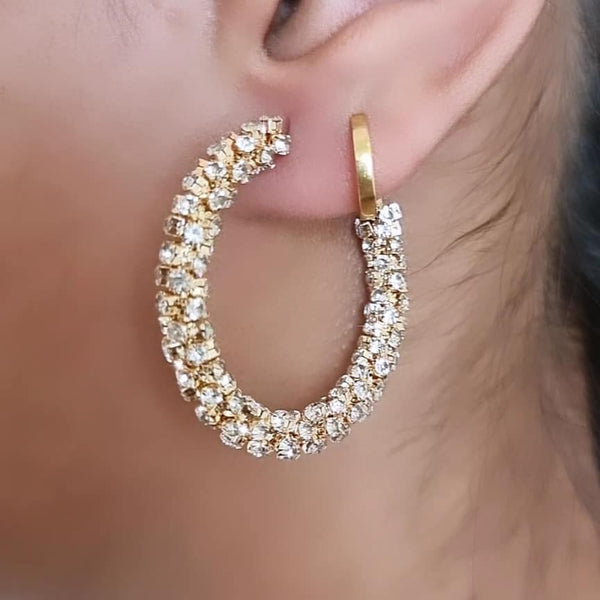 Round Brilliant Cut Diamond CZ Hoop Earrings
