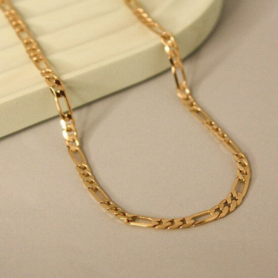 18K Gold Plated Figaro Chain Necklace