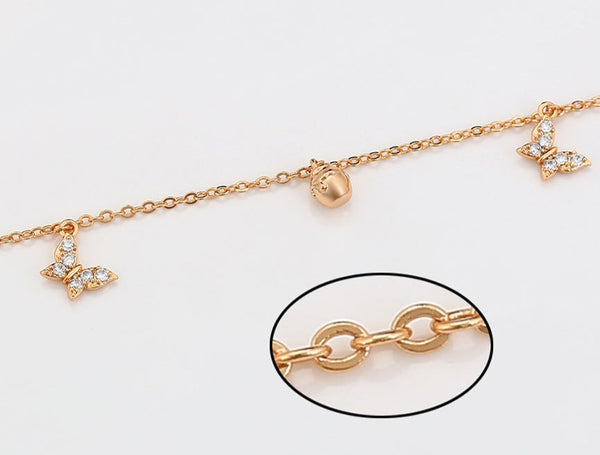 Dainty Butterfly Anklet or Bracelet- Gold Plated HNS Studio Canada 