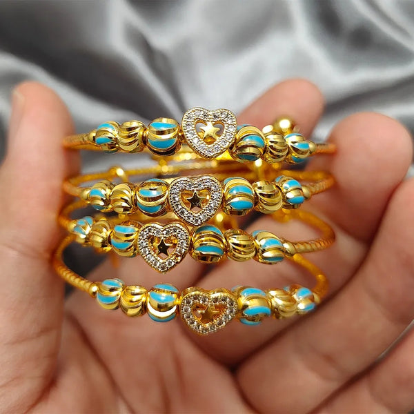 Blue Baby Bracelet, Gold Plated Bangles For  2-10 Years Old Girls