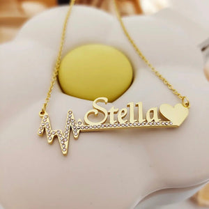 Personalized Heartbeat Name Necklace HNS Studio Canada 