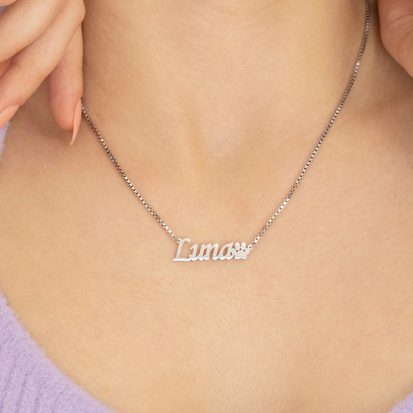 Custom Name Necklace with Paw HNS Studio Canada 