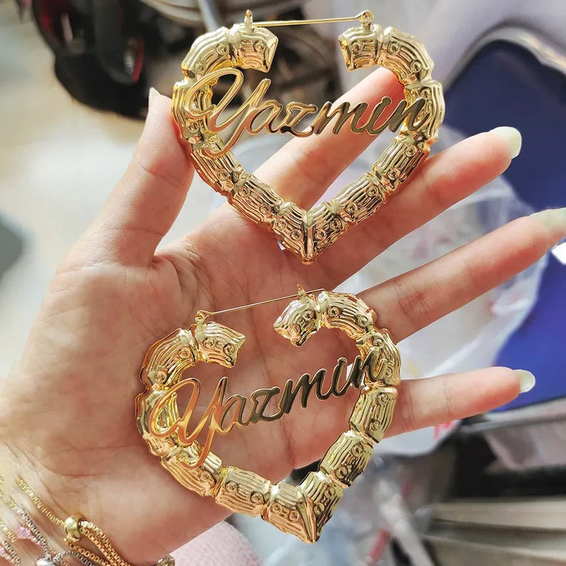 Heart name earrings discount
