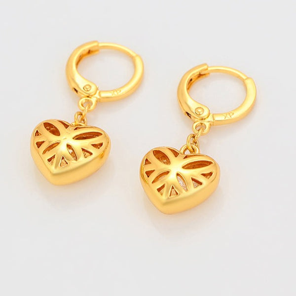 Gold Heart Earrings- 24k Gold Plated HNS Studio Canada 
