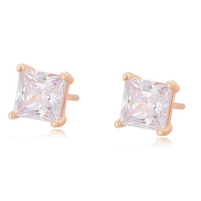 18k Gold Plated Square CZ Studs HNS Studio Canada 