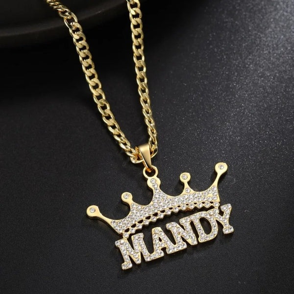 Crown Name Necklace with Zirconia HNS Studio Canada 