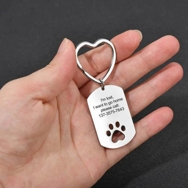 Personalized Dog Paw ID Keychain HNS Studio Canada 