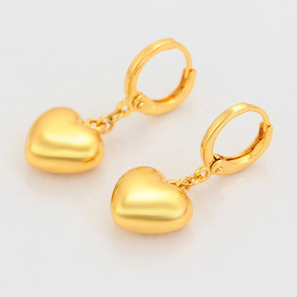 Gold Heart Earrings- 24k Gold Plated HNS Studio Canada 