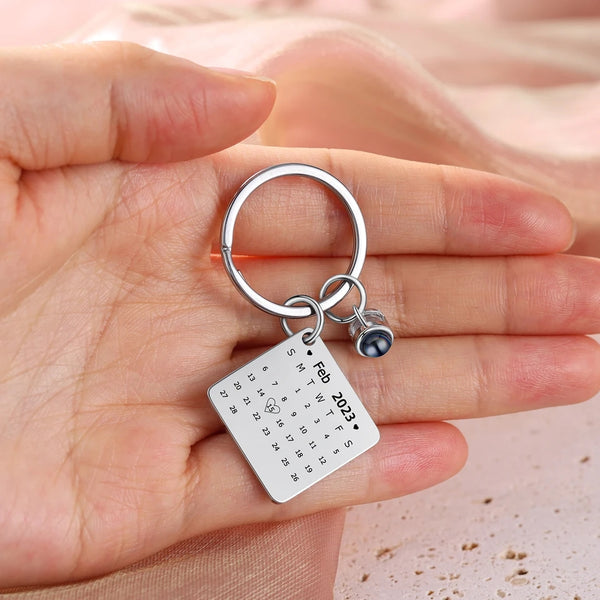 Personalized Calendar Keychain with Photo Projection