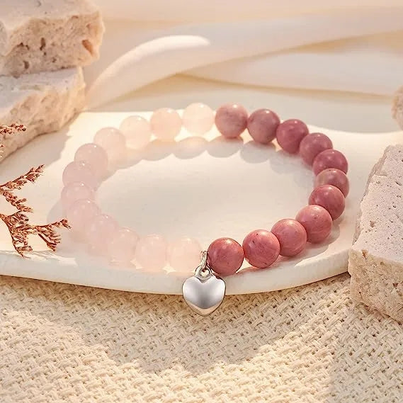 Rose Quartz & Rhodonite Beads Bracelet HNS Studio Canada 