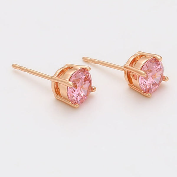 Romantic Pink Stud Earrings-18k Gold Plated