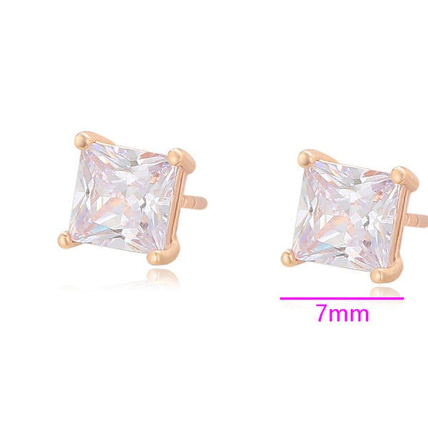 18k Gold Plated Square CZ Studs HNS Studio Canada 