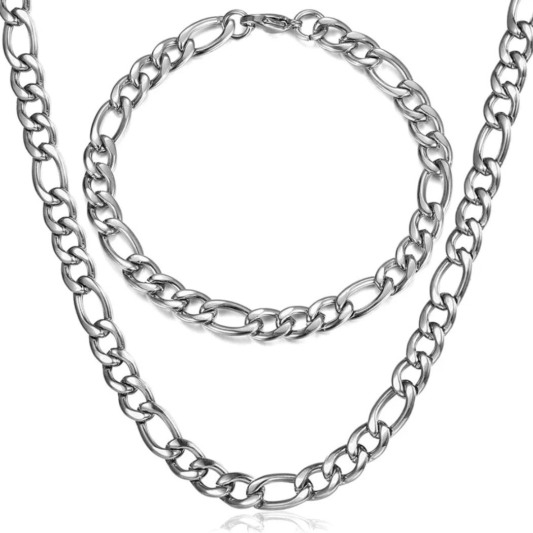 Figaro Chain Bracelet and  Necklace Set HNS Studio 