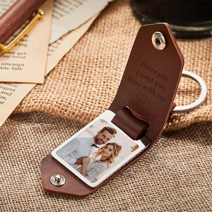 Personalized Leather Keychain with Photo and Text, Meaningful Gift for Anniversary  