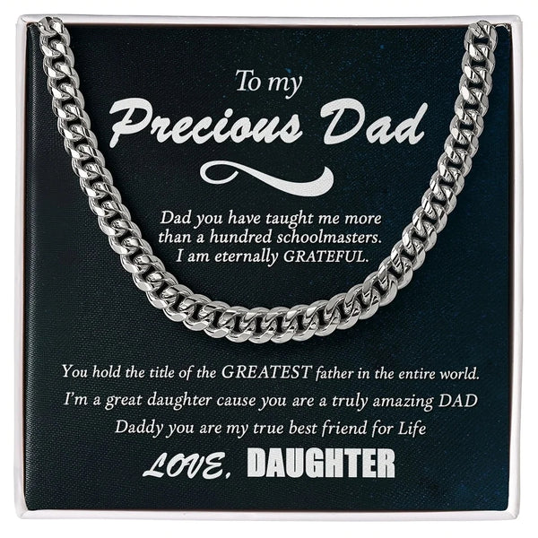 Stainless Steel Cuban Chain Necklace-  Dad Gift
