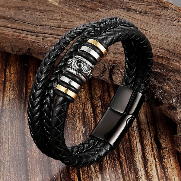 To My Son Never Forget How Much I Love You Braided Leather Bracelet HNS Studio Canada 