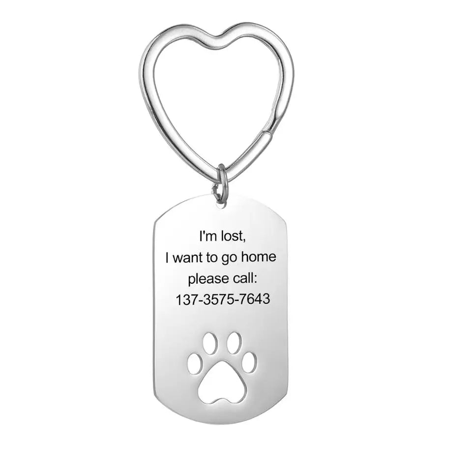 Personalized Dog Paw ID Keychain HNS Studio Canada 