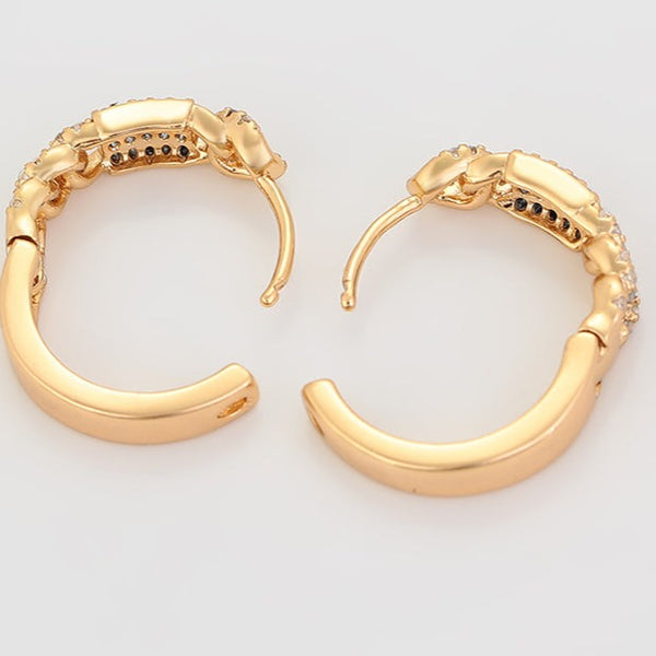 18k Gold Plated CZ Hoop Earrings