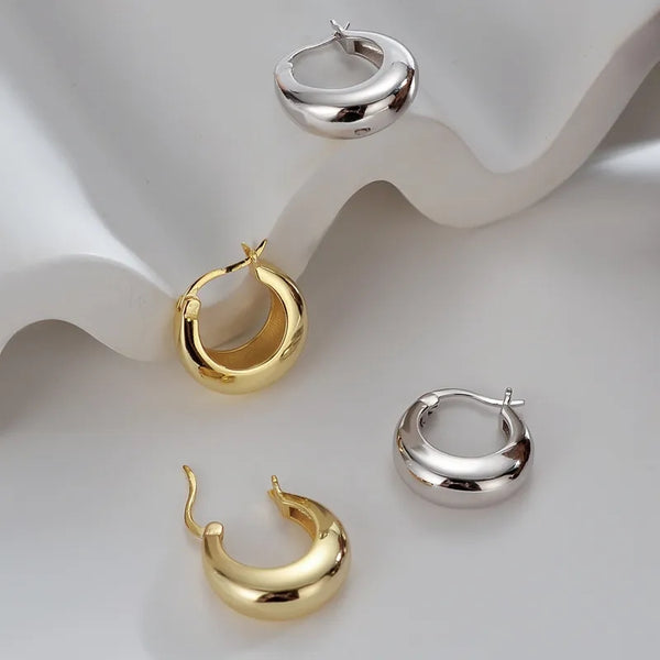 Chunky Gold Dome Hoop Earrings HNS Studio Canada 