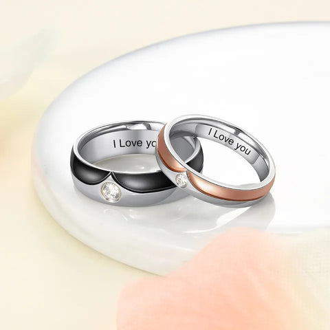 Matching Heart Promise Ring Couple Set HNS Studio Canada 
