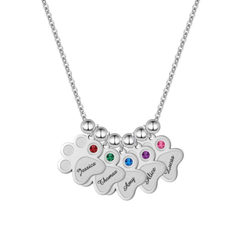 Paw print birthstone best sale necklace