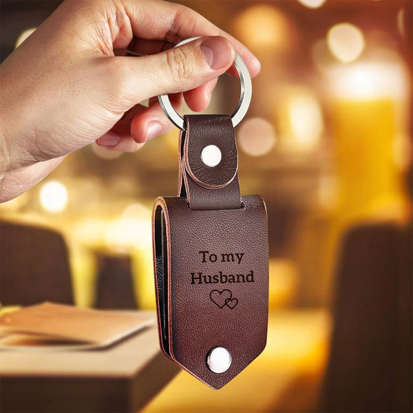 Personalized Leather Keychain with Photo and Text, Meaningful Gift for Anniversary 