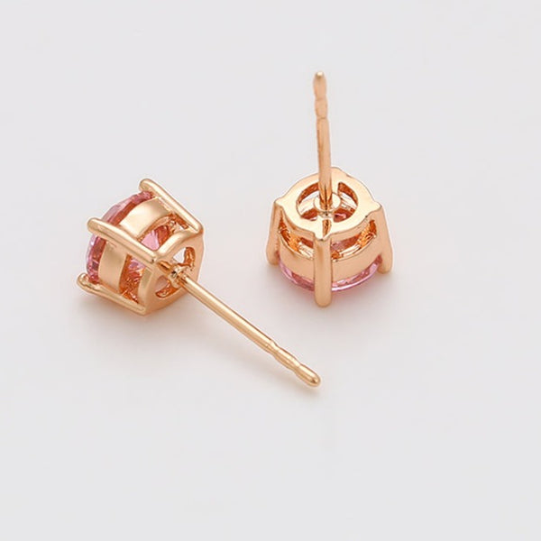 Romantic Pink Stud Earrings-18k Gold Plated