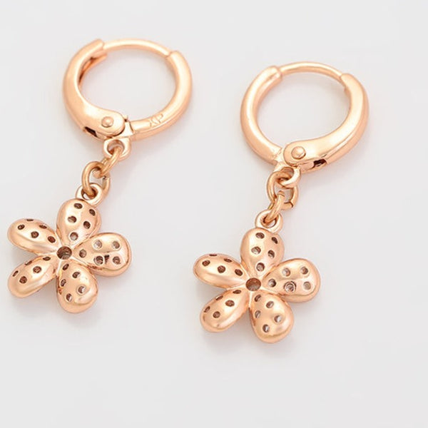 Beautiful Flower Drop Earrings- Rose Gold HNS Studio Canada 
